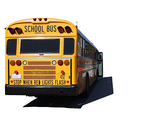 Image showing Isolated School Bus Outdoors on a Sunny Day