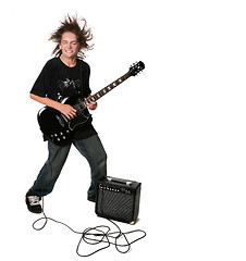 Image showing Electric Guitar Playing Teenage Kid