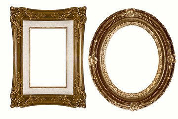 Image showing Oval and Rectangular Decorative Golden Frames