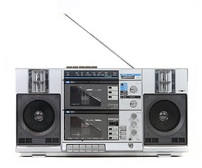 Image showing Front View of a Vintage Boom Box Cassette Tape Player