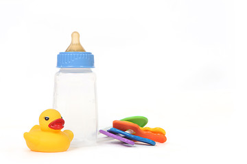 Image showing Infant Baby Bottle With Rubber Duckie