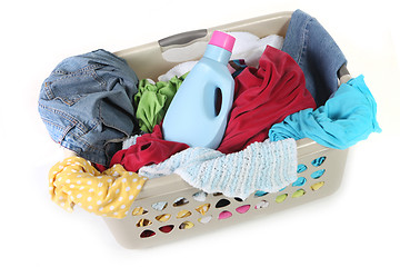 Image showing Dirty Clothes in a Laundry Basket Waiting to Be Washed