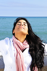 Image showing Beautiful young woman at beach