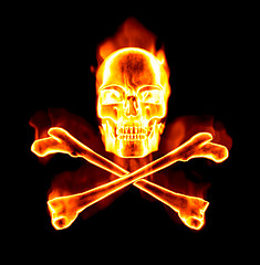 Image showing fiery skull and cross bones