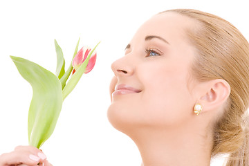 Image showing happy woman with flower