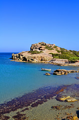 Image showing Fantastic view of a boat on the east coast of Crete