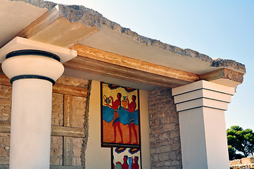 Image showing Ancient ruins and frescos at the Knossos Palace in Crete