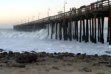 Image showing Ocean Wave Storm Pier