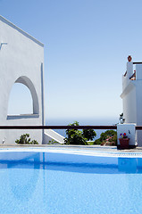 Image showing swimming pool greek cyclades architecture