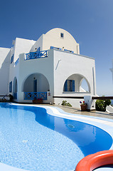 Image showing swimming pool greek cyclades architecture