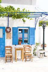 Image showing outdoor greek cafe setting greece islands 