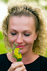 Image showing woman with flowers