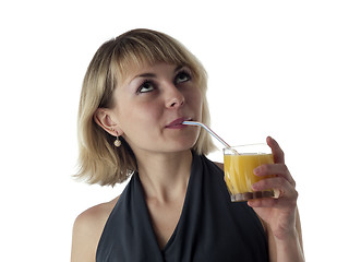 Image showing Blonde drinking juice