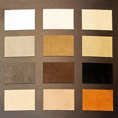 Image showing Brown leather samples