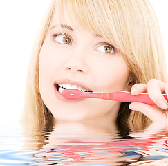 Image showing happy girl with toothbrush