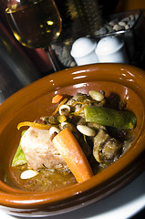 Image showing chicken tagine with nuts and fruits