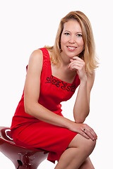 Image showing Woman in red dress