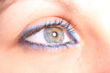 Image showing beautiful woman`s open colorful eye