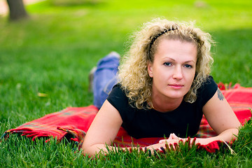 Image showing woman on green grass