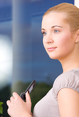 Image showing lovely woman with cell phone