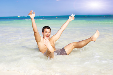 Image showing happy man on the beach