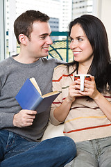 Image showing Happy couple relaxing at home