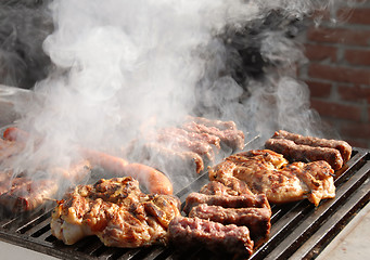 Image showing Meat on barbecue