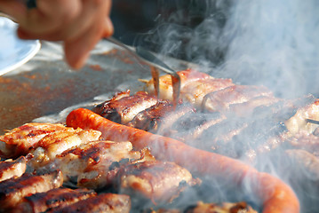 Image showing Meat on barbecue