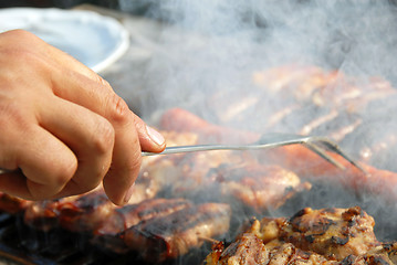 Image showing Meat on barbecue