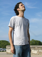 Image showing Man looking up