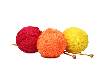 Image showing Colorful yarn balls over white