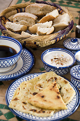 Image showing moroccan breakfast at riad in essaouira morocco