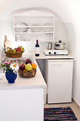 Image showing kitchenette kitchen in greek island villa apartment