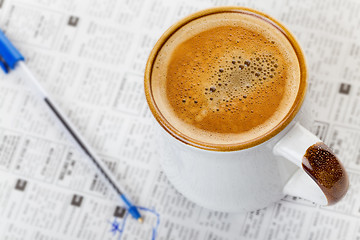 Image showing Coffee and newspaper