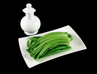 Image showing Choy Sum And Soy Sauce