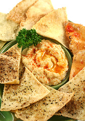 Image showing Pita Crisps And Hommus