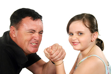 Image showing Father And Daughter Arm Wrestle 1