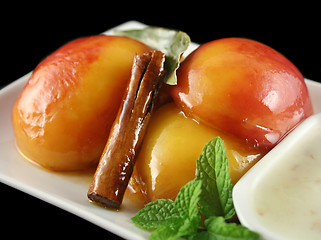 Image showing Poached Nectarines And Cinnamon