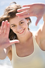 Image showing Happy beach summer girl