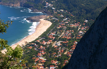 Image showing Itacoatiara beach view of the Mourao Mountain top