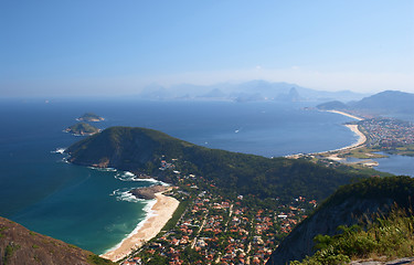 Image showing Niteroi and Rio de Janeiro view from the Mourao Mountain top