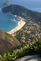 Image showing Itacoatiara beach view of the Mourao Mountain top