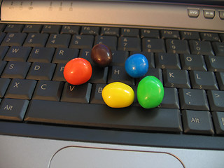 Image showing Candies on laptop