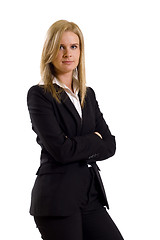 Image showing attractive businesswoman standing on a white background
