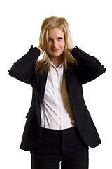 Image showing businesswoman in the Hear No Evil posebusinesswoman in the Hear No Evil pose