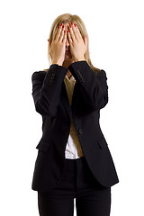 Image showing businesswoman in the See No Evil pose