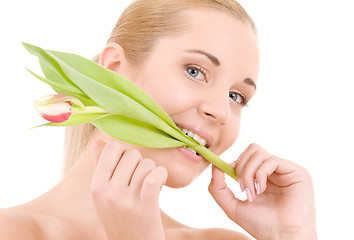 Image showing happy woman with flower