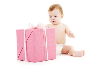 Image showing baby boy with big gift box