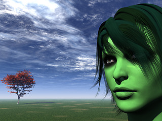 Image showing green face