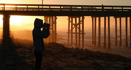 Image showing Photographer At Sunset